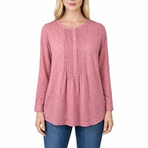 J.Jill Clip Dot Pleated Popover Oversize Tunic Dusty Pink Cotton Flowly Size XL